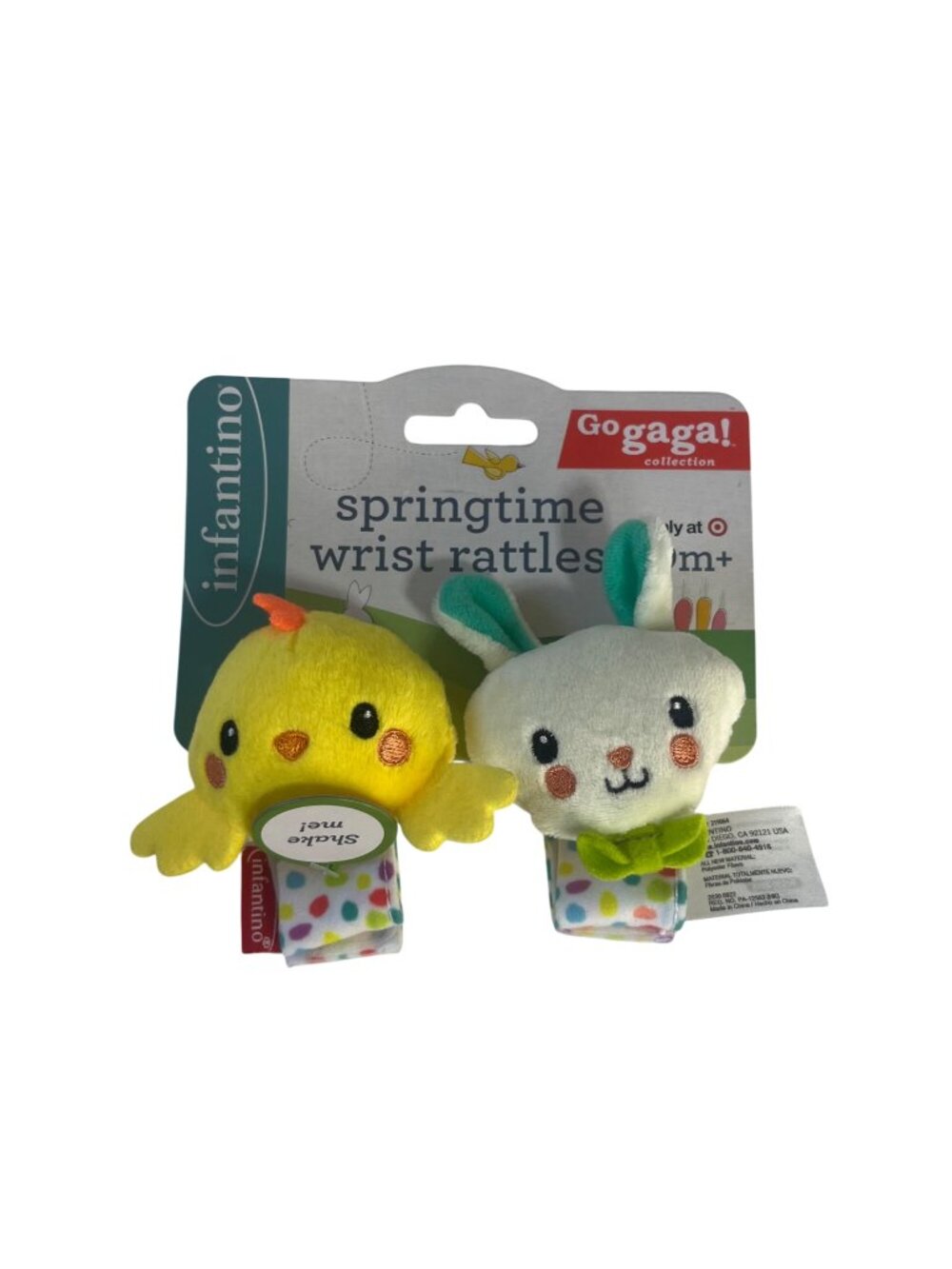 Infantino Go Gaga Springtime Wrist‎ Rattles Babies 0M+ New Chick Bunny